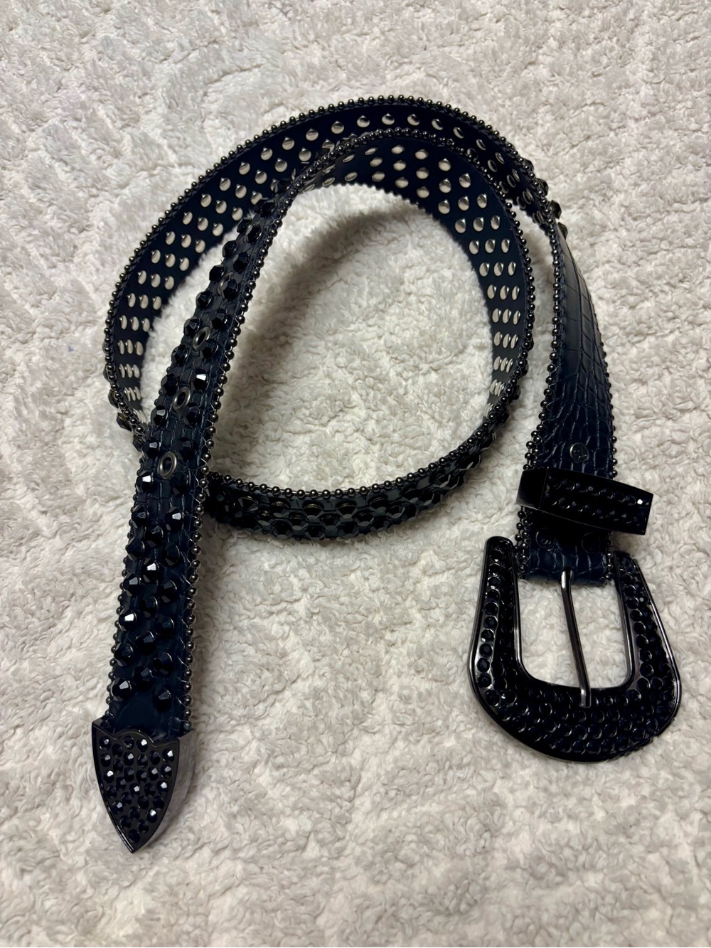 Black Rhinestone Encrusted Belt